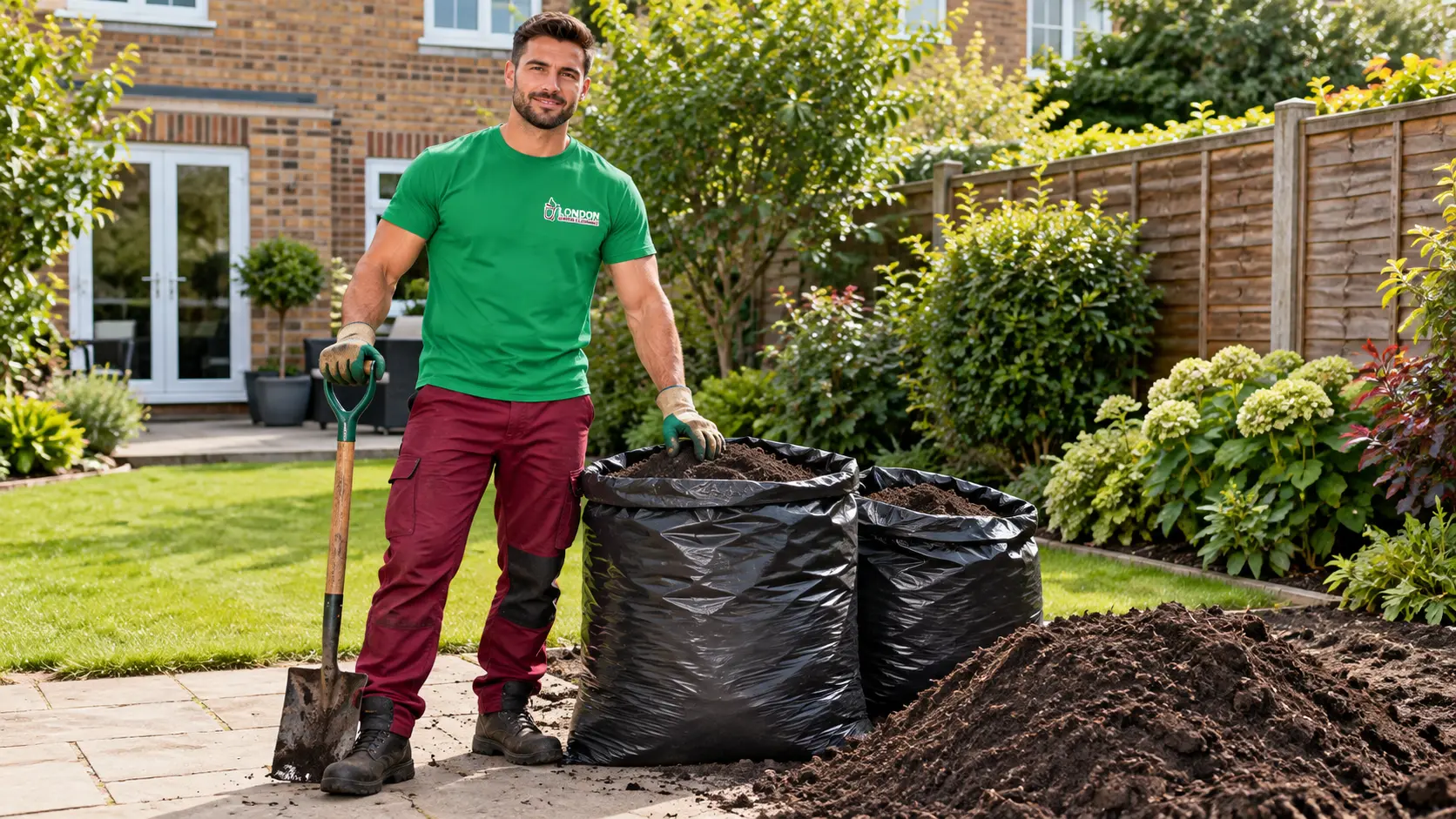 Bagged garden soil ready for clearance