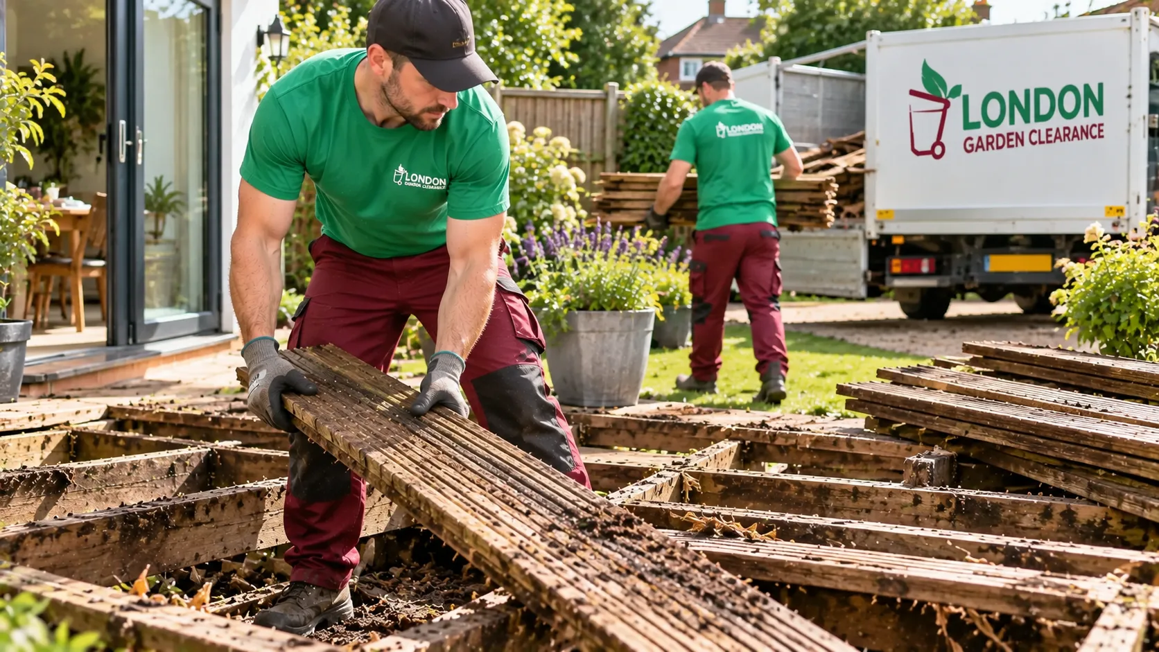 Decking removal and timber garden waste clearance in London